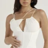 Orla wit chiffon korsetten met bandjes