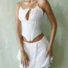 Orla wit chiffon korsetten met bandjes