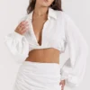 Palmer witte blouson-top met diep decolleté