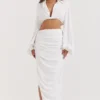 Palmer witte blouson-top met diep decolleté