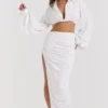 Palmer witte blouson-top met diep decolleté