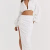 Palmer witte blouson-top met diep decolleté