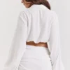 Palmer witte blouson-top met diep decolleté