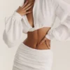Palmer witte blouson-top met diep decolleté