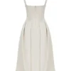 Paloma Vintage crèmekleurige satijnen midi-jurk met plooien