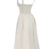 Paloma Vintage crèmekleurige satijnen midi-jurk met plooien