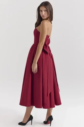 Pandora Berry strapless midi-jurk met afneembare strik