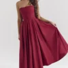 Pandora Berry strapless midi-jurk met afneembare strik