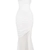 Pearla ivoorkleurige maxi-jurk met ruches