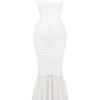 Pearla ivoorkleurige maxi-jurk met ruches