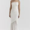 Pearla ivoorkleurige maxi-jurk met ruches