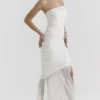 Pearla ivoorkleurige maxi-jurk met ruches