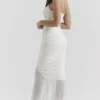 Pearla ivoorkleurige maxi-jurk met ruches