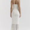 Pearla ivoorkleurige maxi-jurk met ruches