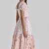 Penelope witte midi-jurk met rozenprint en georgette lint