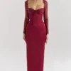 Perdi Berry satijnen maxi-jurk met Korsetten