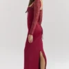Perdi Berry satijnen maxi-jurk met Korsetten