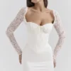 Perdi Vintage ivoorkleurige satijnen maxi-jurk