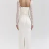 Perdi Vintage ivoorkleurige satijnen maxi-jurk