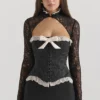 Perdita Zwart Metallic Jacquard Korsetten & Bolero’s