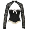 Perdita Zwart Metallic Jacquard Korsetten & Bolero’s