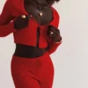 Perla Cherry geribbelde gebreide top