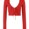 Perla Cherry geribbelde gebreide top