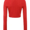 Perla Cherry geribbelde gebreide top