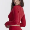 Perla Cherry geribbelde gebreide top