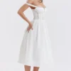 Perle witte midi-jurk met kanten rand