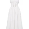 Perle witte midi-jurk met kanten rand
