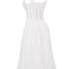 Perle witte midi-jurk met kanten rand