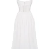 Perle witte midi-jurk met kanten rand