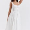 Perle witte midi-jurk met kanten rand