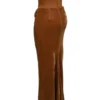 Persephone koffiekleurige fluwelen strapless korset maxi-jurk