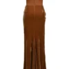 Persephone koffiekleurige fluwelen strapless korset maxi-jurk