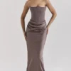 Persephone rookkleurige strapless korset maxi-jurk