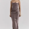 Persephone rookkleurige strapless korset maxi-jurk