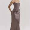 Persephone rookkleurige strapless korset maxi-jurk