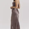 Persephone rookkleurige strapless korset maxi-jurk