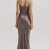 Persephone rookkleurige strapless korset maxi-jurk