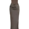 Persephone rookkleurige strapless korset maxi-jurk