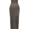 Persephone rookkleurige strapless korset maxi-jurk