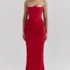 Persephone Scarlet strapless korset maxi-jurk