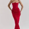 Persephone Scarlet strapless korset maxi-jurk