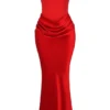 Persephone Scarlet strapless korset maxi-jurk