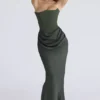 Persephone smaragdgroene crêpe strapless korset maxi-jurk