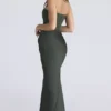 Persephone smaragdgroene crêpe strapless korset maxi-jurk