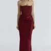 Persephone Wine strapless korset maxi-jurk