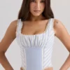 Petra Blauw Gestreepte Korsetten Top